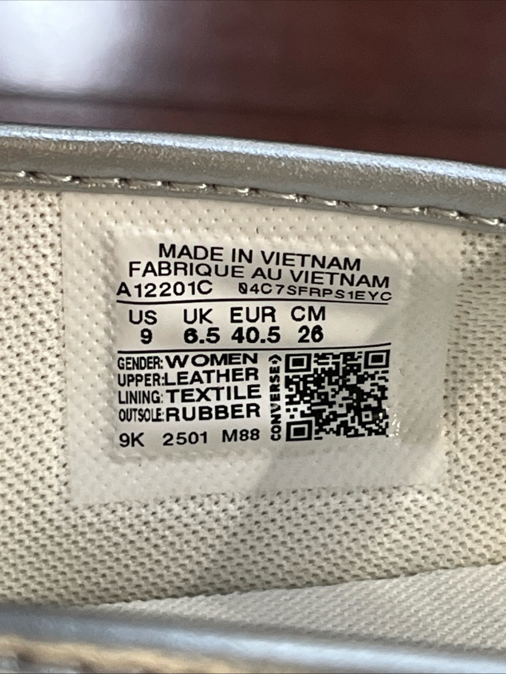 Womens 9 Converse Dainty Mary Jane OX Slip On Silver Leather A12201C HALF BOX - Picture 15 of 16